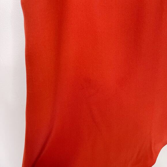 New Prabal Gurung Silk VNeck Asymmetrical Tank Top with Tie Ups Rust Orange 4 - Picture 5 of 12